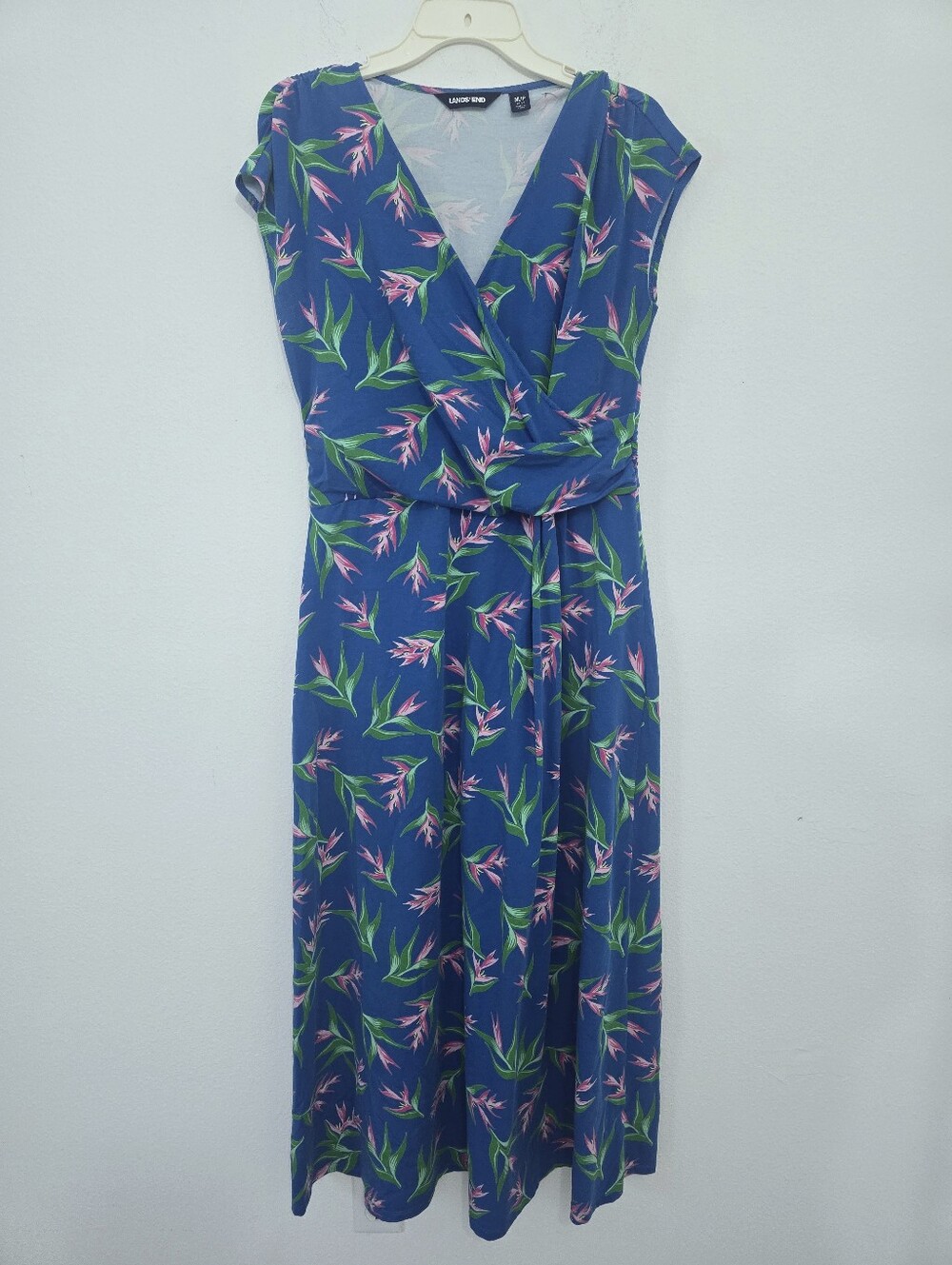 Lands' End Long Floral Faux Wrap Dress
